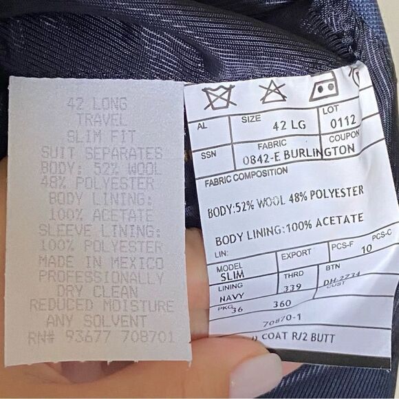 NWT Stafford Wool Blue Blazer Size 42L - Picture 10 of 10